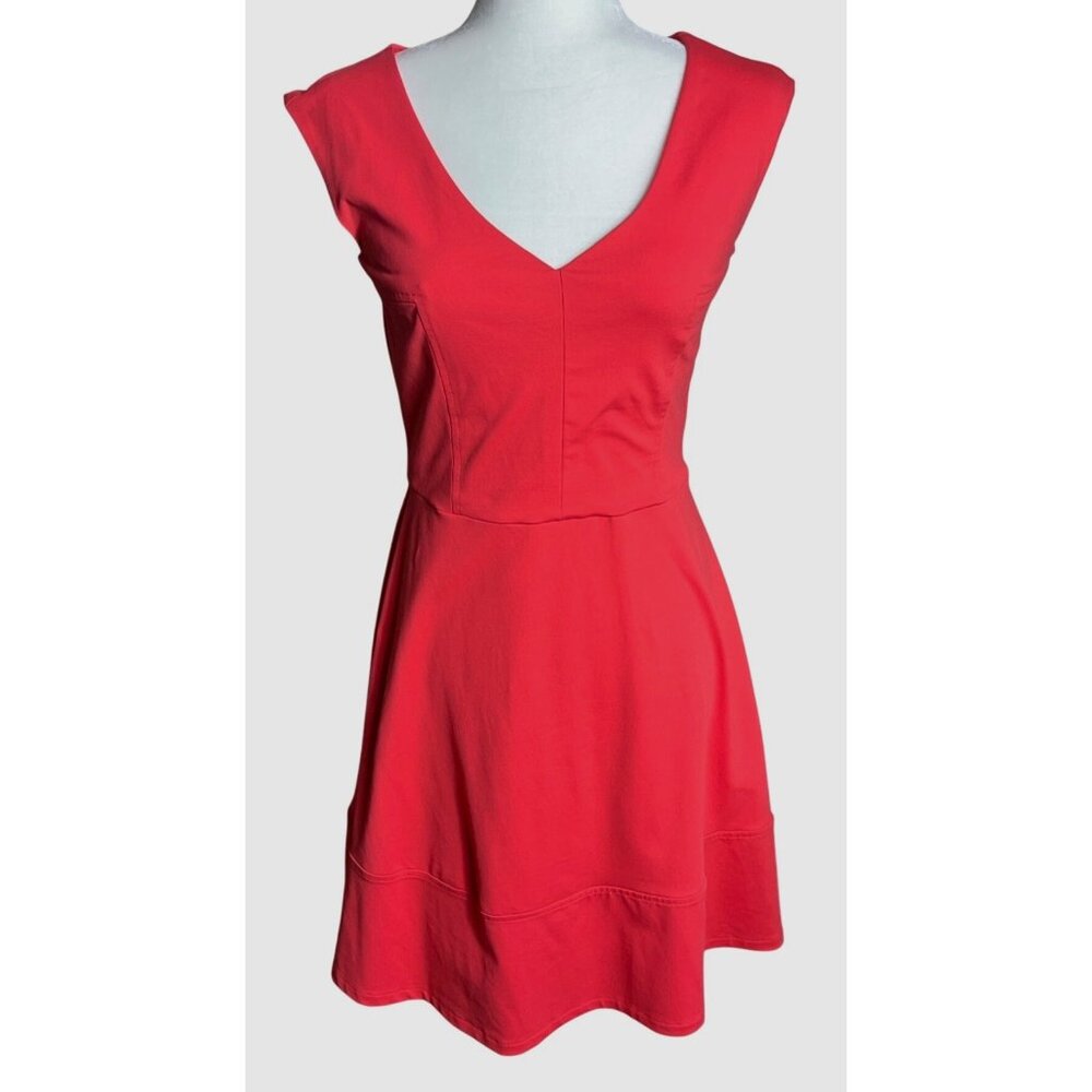 Cynthia Rowley Dress Coral Red Ponte A-line Festival Brunch Travel Resort Wom 4
